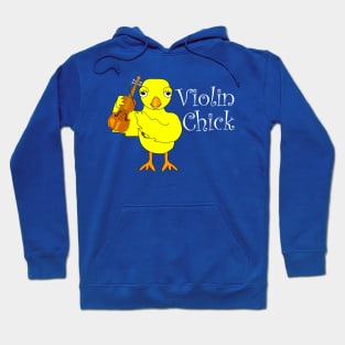 Violin Chick White Text Hoodie